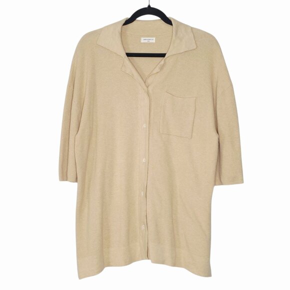 James Street Co Waffle Knit Shirt Cropped Pant Set Size M Tan Beige - Picture 4 of 10